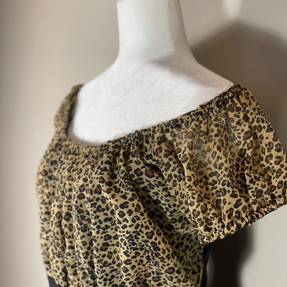 MODE MERR Leopard Print Fancy Vamp Bardot Wiggle Dress NWOT - Picture 7 of 12